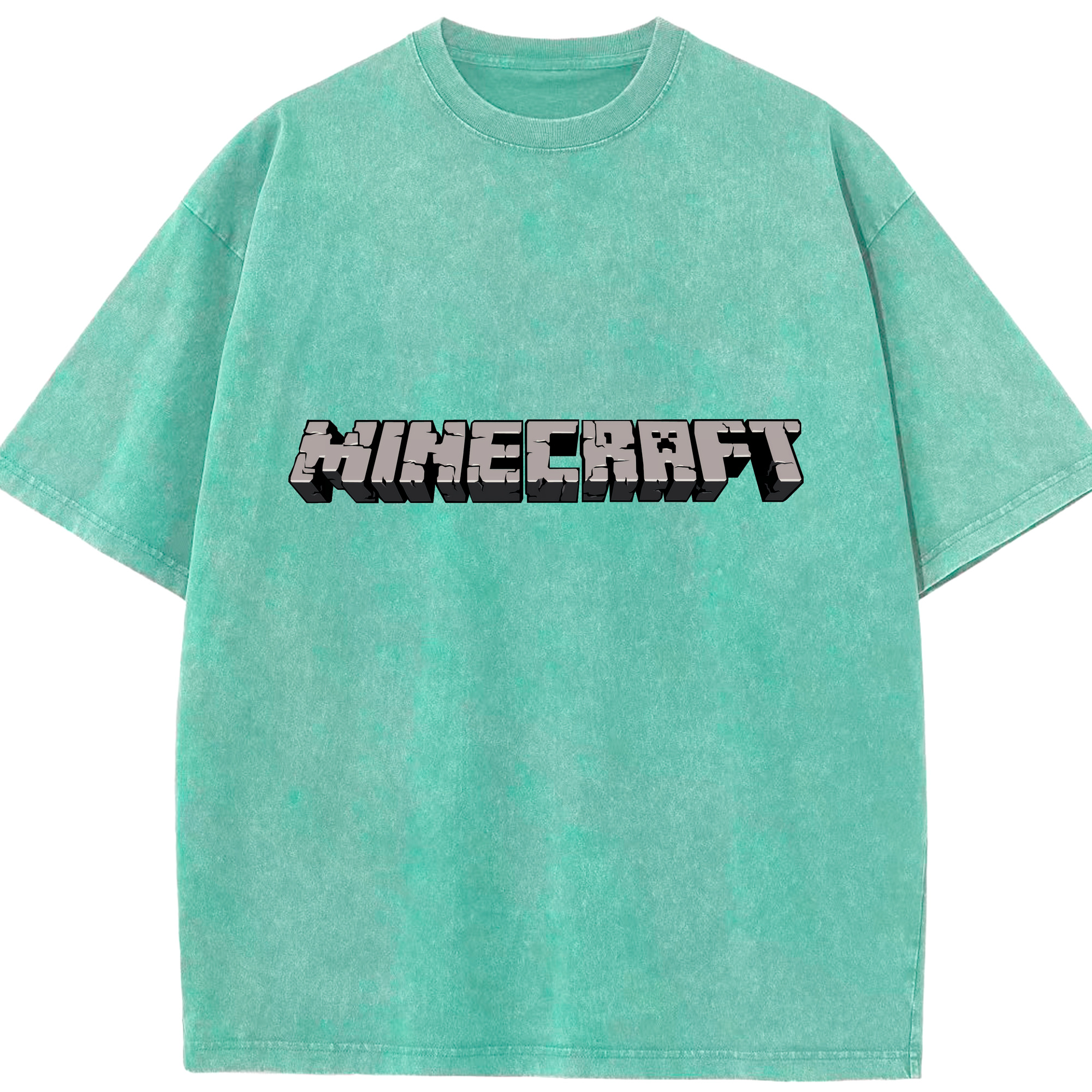 （画像用） マインクラフト ブロックの世界 Minecraft MC Block world 綿100% ヴィンテージ風 半袖Tシャツ（フロントプリント）